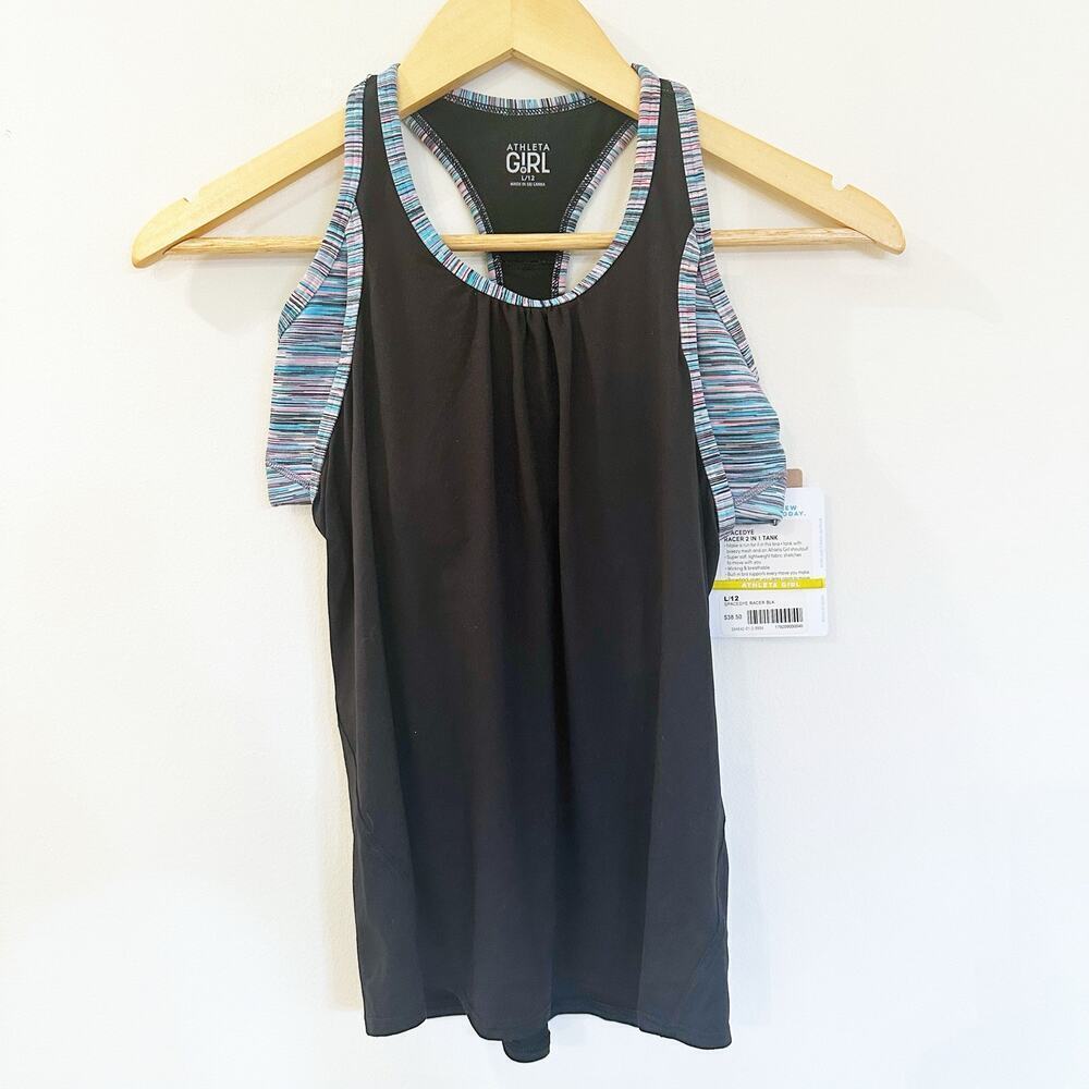 NEW Athleta Girl SpaceDye Racer 2 in 1 tank sz L (12) Activewear
